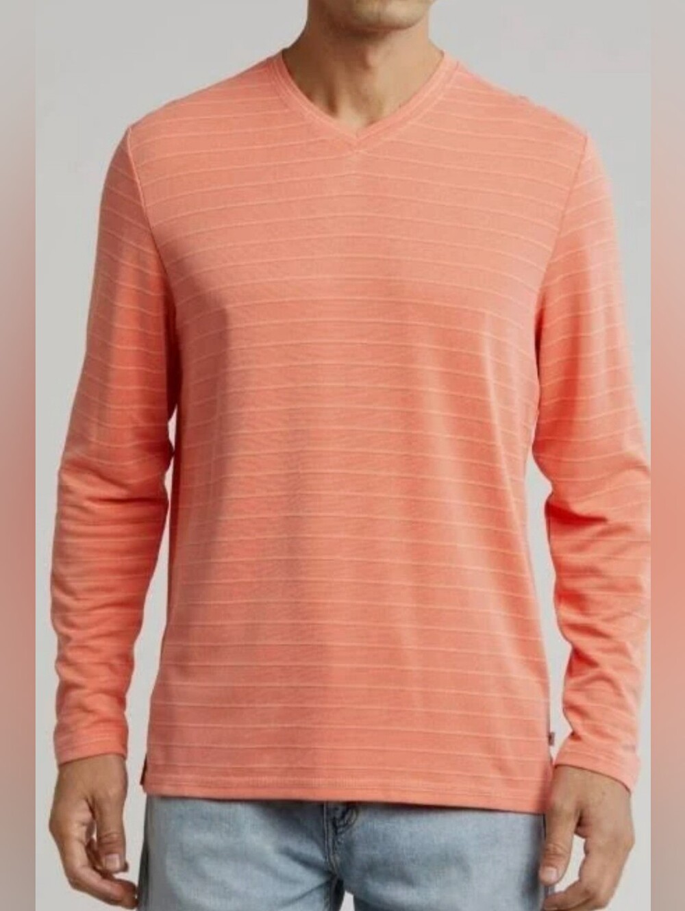 Tommy Bahama Coral V‑Neck Long Sleeve Tee